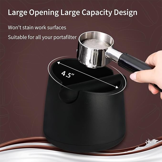 Knock Box Large Capacity Design Espresso Knock Box Tamping Mat Espresso Machine Accessories Set of 2 with Removable Knock Bar and Anti-Slip Base for Home Office Barista Tools for Bar Shop