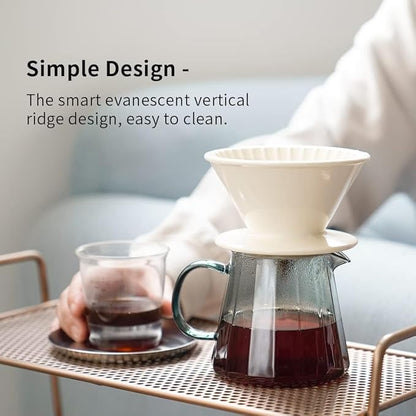 watchget Glass Coffee Carafe 500ml/17oz - Heat Resistant Borosilicate Coffee Server, Transparent Green Pour Over Coffee Pot Maker, Ideal for Home, Office, and Café