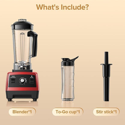 Blenders for Kitchen with 68Oz. Pitcher and 20Oz. To-go Cup, BPA-Free Countertop Blenders for Smoothies, Smoothie Blender for Ice Crush, Frozen Drinks, Red