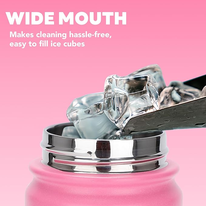 mininoo Insulated Stainless Steel Water Bottle with Straw and Lid for Sports, 24 oz, Sweet Peach