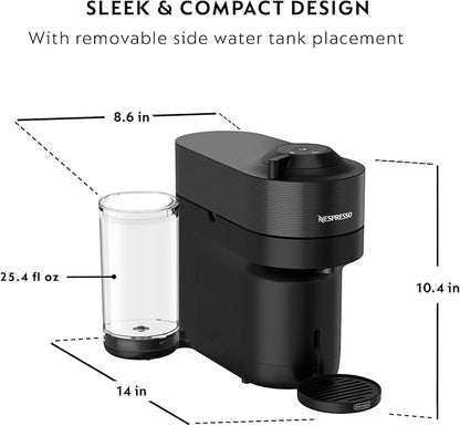 Nespresso Vertuo Pop+ Coffee and Espresso Machine by De'Longhi with Aeroccino Milk Frother, Liquorice Black