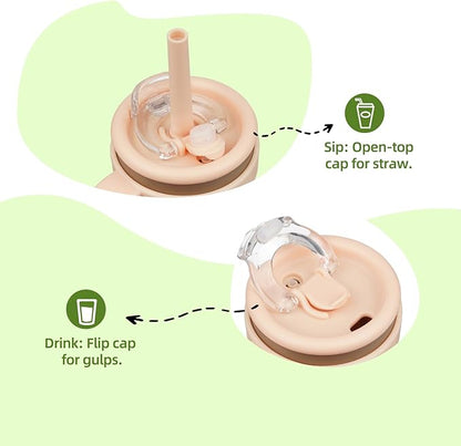 14 oz Tumbler with Side Handle, Insulated Water Bottle with Straw and 2 in 1 Lid, Stainless Steel Cup Travel Coffee Mug for Sports Office Gym,Brown