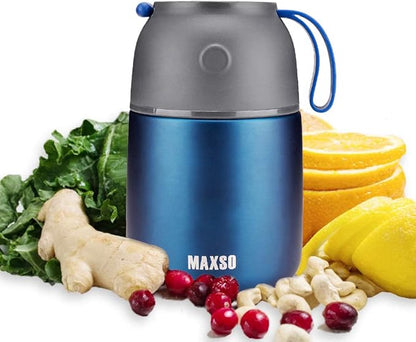MAXSO 2 Pack Soup Thermo for Hot & Cold Food for Kids Adults, Vacuum Insulated Food Jar Thermal Lunch Containers, Travel Food Flask with Spoon (24 oz,17 oz) (Dark Blue)