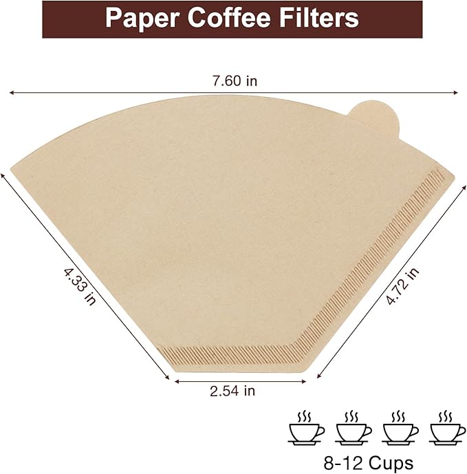 Coffee Filters 4 Cone Paper, 100 Count Unbleached-Disposable Pour Over Coffee Filter for Drip Coffee Maker, Coffee Paper Filters 8-12 Cup, Cone Coffee Filters 04
