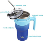 Load image into Gallery viewer, 40 oz Tumbler with Handle and 2 Straw 2 Lid, Insulated Water Bottle Stainless Steel Vacuum Cup Reusable Travel Mug,Sky