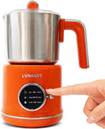 Load image into Gallery viewer, Stainless Steel Milk Frother for Coffee, 3-in-1 Electric Milk Warmer &amp; Foam Maker, 12oz Hot Cold Frothing, Thick Foam for Macchiatos, Cappuccinos (Orange)