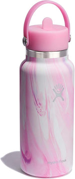 Load image into Gallery viewer, Hydro Flask Water Bottle - Insulated Stainless Steel - Wide Mouth Flex Straw Lid, Non Spill, Leakproof and Refillable in 32 Oz Jelly Pink