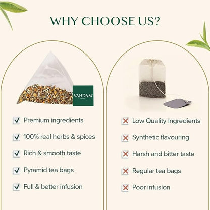 VAHDAM, Turmeric Chamomile Tea Bags (100 Herbal Tea Bags) Caffeine Free,100% Pure Herbal Tisane - Warm, Earthy & Floral | Infused With Chamomile Flowers | Resealable Ziplock Pouch