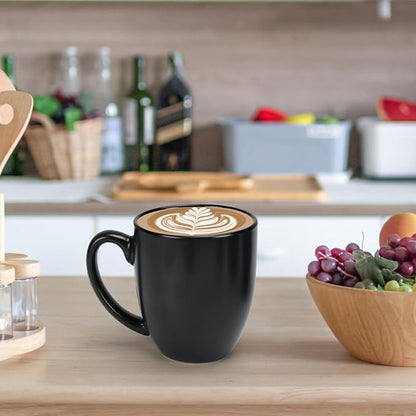 Schliersee 16 OZ Black Coffee Mugs Set of 6, Large Porcelain Mug for Cup for Latte, Hot Tea, Cappuccino, Mocha, Cocoa, Housewarming Wedding Stoneware Mug Present