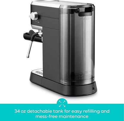 CASABREWS CM5418 Espresso Machine 20 Bar, Stainless Steel Espresso Maker with Milk Frother Steam Wand, Compact Cappuccino Machine for Home, Espresso Coffee Machine with Removable Water Tank, Black