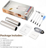 Load image into Gallery viewer, Rechargeable Milk Frother Handheld Electric Frother Wand Milk Foamer Drink Mixer for Coffee, Lattes, Cappuccino, and Egg, Stainless Steel for Travel-Silver