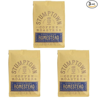 Stumptown Coffee Roasters, Medium Roast Whole Bean Coffee - Homestead Blend, Flavor Notes of Milk Chocolate, Cherry and Orange, 24 Ounces (2 Bags of 12 Ounces)