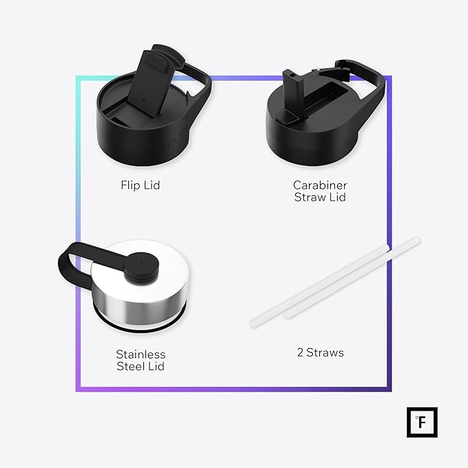 IRON °FLASK Camping & Hiking Hydration Flask with Straw, Wide Mouth Insulated Stainless Steel Sports Water Bottle - 22 oz Aurora