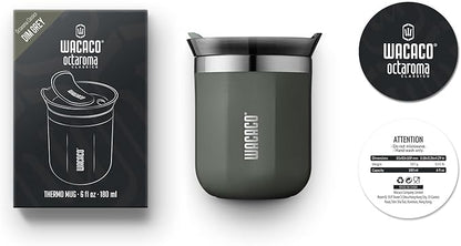 WACACO Octaroma Classico Vacuum Insulated Coffee Mug, Double-wall Stainless Steel Travel Tumbler With Drinking Lid, 6 fl oz (180ml), Dim Grey