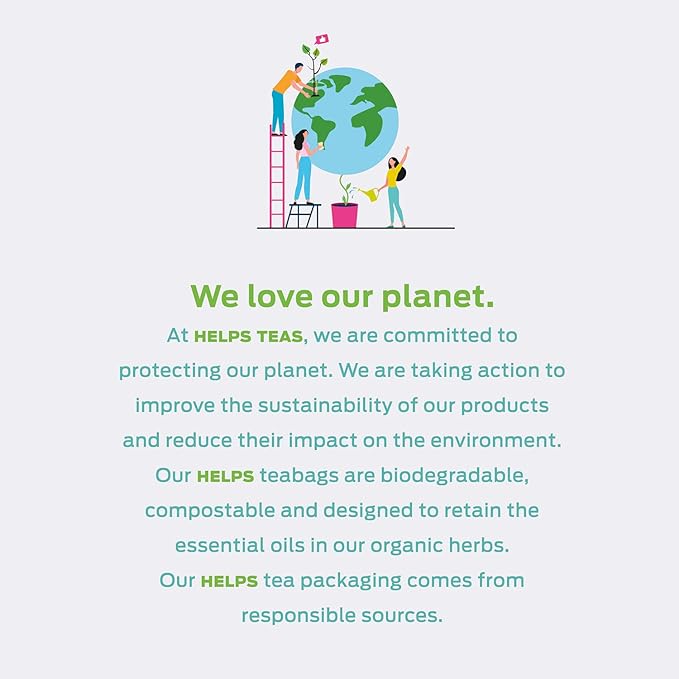 HELPS TEAS | Helps Refresh | Organic Green Tea with Spearmint. Natural Energy, Antioxidant, Thermogenic Herbal Tea| 16 Tea Bags |