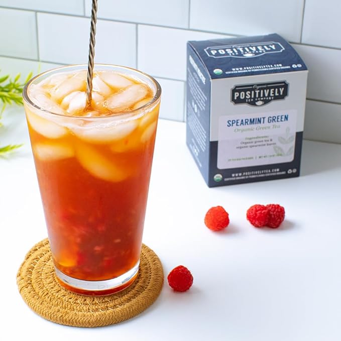 Organic Positively Tea Company, Spearmint Green Tea Bags, 20 Count