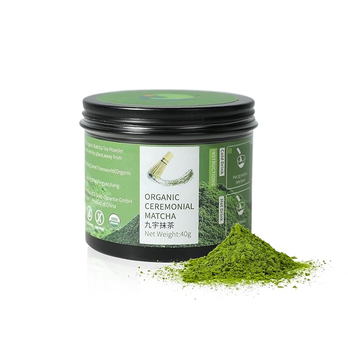 Organic Matcha Green Tea Powder First Harvest Ceremonial Grade 100% Pure Premium Unsweetened Matcha for Drinking No Additives 1.41oz(40g) tin Jiuyu