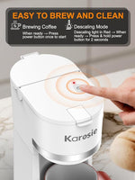 Load image into Gallery viewer, Single Serve Coffee Maker for K-Cup and Ground Coffee, Fast Brew, 6-12 oz Brew Sizes One Cup Coffee Machine Fits 5.5" Mugs, One-Button Small Coffee Maker with Descaling Reminder,White