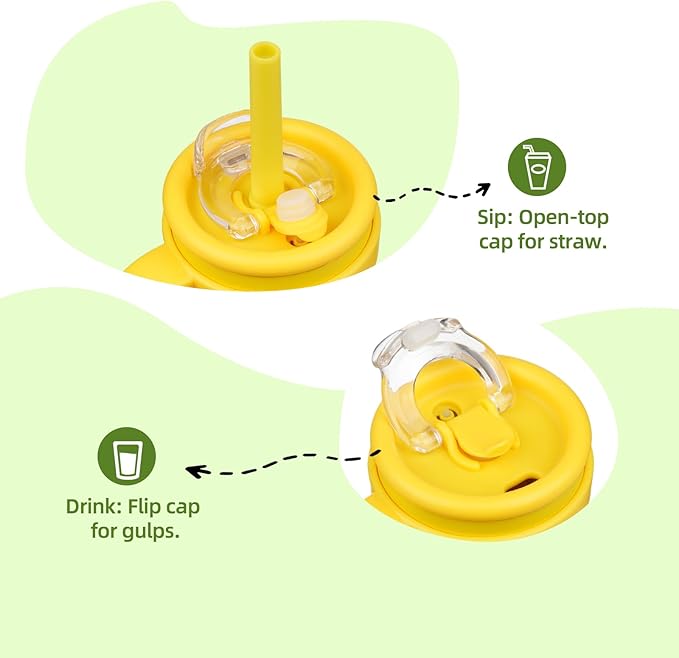 14 oz Tumbler with Side Handle, Insulated Water Bottle with Straw and 2 in 1 Lid, Stainless Steel Cup Travel Coffee Mug for Sports Office Gym,Yellow