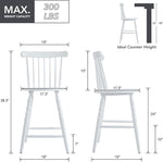 Load image into Gallery viewer, chairus 24" White Windsor Counter Height Bar Stools Set of 4, Farmhouse Wooden Counter Stools with Spindle Back &amp; Turned Legs, Rustic Vintage Colonial Bar Chairs for Kitchen Island