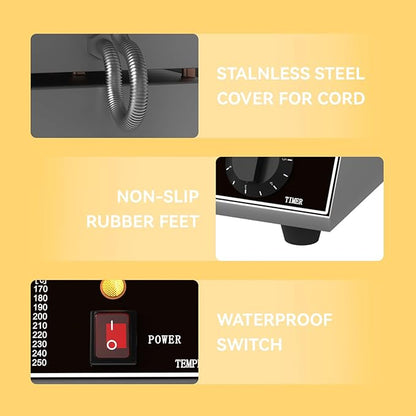 Commercial Waffle Maker, 1200W Stainless Steel Nonstick Round Waffle Iron with 122℉ to 572℉ Temp Range & Time Control, for Household Bakeries Snack Bar