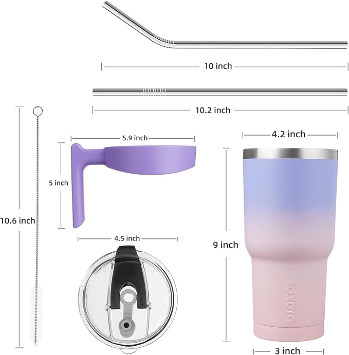 BJPKPK 40 oz Tumbler With Handle And Straw Lid Stainless Steel Travel Mugs Insulated Tumbler Cups,Pastel Sunset