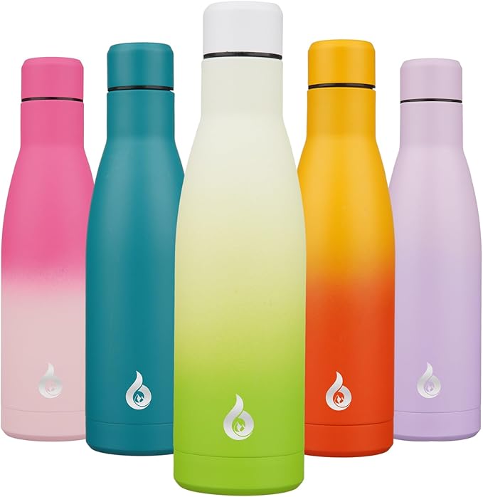 BJPKPK Insulated Water Bottle 17oz Stainless Steel Water Bottles Dishwasher Safe Reusable Metal Thermal Keep Cold and Hot,Elegant Green