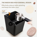 Load image into Gallery viewer, Knock Box Square High Sidewall Design Espresso Knock Box Tamping Mat Espresso Machine Accessories Set of 2 with Removable Knock Bar and Anti-Slip Base for Home Office Espresso Accessories