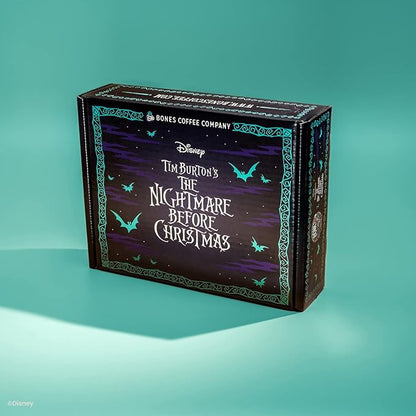 Bones Coffee Company The Nightmare Before Christmas Collector's Box 5 Flavored Coffee Low Acid Medium Roast Arabica Beans Specialty Coffee Gifts For Auto Drip and French Press, 4 oz Pack of 5 Whole