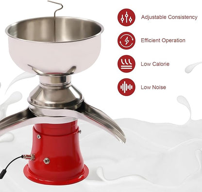 Cream Separator for Goats Milk, Electric Milk Cream Centrifugal Separator, 5L/1.32gal 10,500 Rpm, Cream Butter Milkshake Separator, Milk Cream Separator for Dairy Farm, Stainless Steel