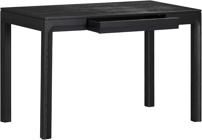 NTC Flow Modern Wooden Rectangle Desk Table with Hidden Drawer – Waterproof & Heat Resistant, Burnt Black