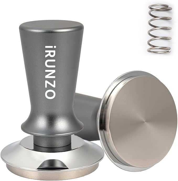 53mm Coffee Espresso Tamper，Premium Barista Coffee Press with Calibrated Spring Loaded WDT Tool，100% Stainless Steel Flat Base Tamper for Espresso Coffee Machine Fits