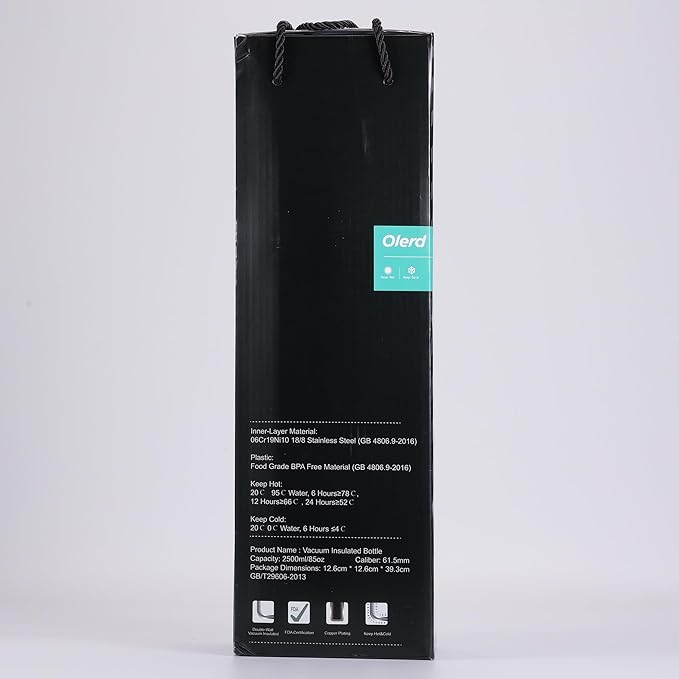 Large Thermosflask- 85oz Stainless Steel Insulated Bottle for Travel with BPA Free Cup - 2.5L Oversized Vacuum Insulated Thermoses with Handle and Strap for Hot & Cold Drinks(Black)