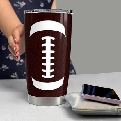 SANDJEST Football Tumbler Cup 20oz Stainless Steel Insulated Travel Mug Tumblers Cup Football Gifts for Coaches Women Men Gifts for Birthday Christmas