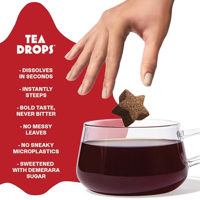 Tea Drops 30 Bulk Pack Organic Spiced Chai Bagless Tea - Loose Leaf, Lightly Sweetened, On-The-Go. Plastic-Free - Iced or Hot Tea