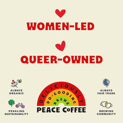 Peace Coffee French Roast | 20 oz Whole Bean Dark Roast | Organic Fair Trade | Soft, Gentle Flavor | Shade Grown, Fresh Roasted