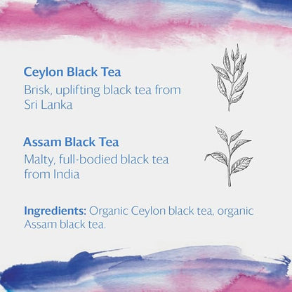 Grace Farms Organic English Breakfast Black Tea, 16 Pyramid Sachets | Fairtrade & Kosher |Gives Back 100% of Profits