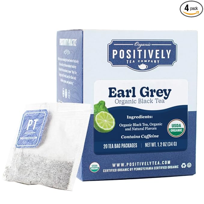 Organic Positively Tea Company, Earl Grey Black Tea Bags, 20 Count
