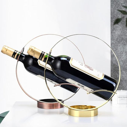 Metal Single Tabletop Wine Rack – Freestanding Countertop Decorative Wine Bottle Holder, Unique Wine Gifts and Accessories for Wine Lovers (2PCS Golden)