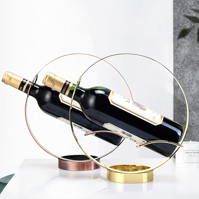 Metal Single Tabletop Wine Rack – Freestanding Countertop Decorative Wine Bottle Holder, Unique Wine Gifts and Accessories for Wine Lovers (Gold)