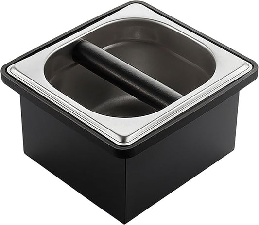 Coffee Knock Box, Espresso Knock Box Coffee Bin Barista Accessories Coffee Machine Accessories, Stainless Steel Small Coffee Knock Box Container with Silicone Knock Bar and Non Slip Base