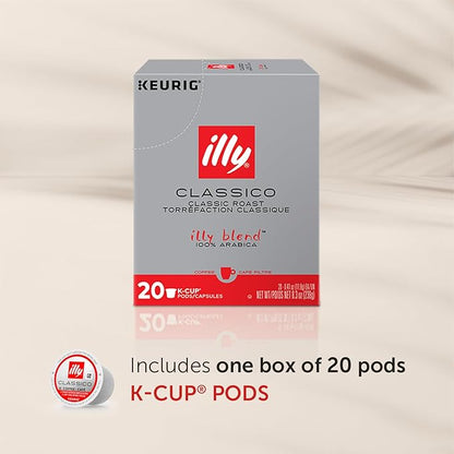 Illy Coffee K Cups - Pods For Keurig Machines – Classico Roast - Caramel, Orange Blossom & Jasmine - Mild, Flavorful & Balanced Flavor - No Preservatives – 20 Count