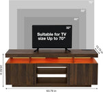 Load image into Gallery viewer, HOMMPA LED Lift Top Coffee Table and TV Stand Set of 2,Modern LED Entertainment Center with Power Outlets for up to 70" TV, Coffee Table with Hidden Compartment &amp; 2 Open Shelve Walnut