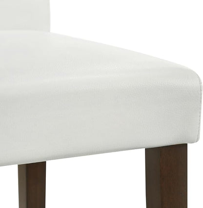 CHITA Counter Height Bar Stools Set of 2, 27" H Seat Height Upholstered Barstools, PU Leather in White