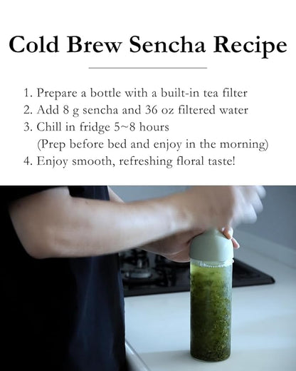 Emptea Sencha Japanese Green Tea Loose Leaf - Asamushi Light Steamed First Harvest Tea Masters Blend Oragnic Unsweetened Japanese Green Tea 2.82 oz (80g)