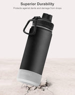 Load image into Gallery viewer, Koodee Insulated Water Bottle, 18 oz Stainless Steel Double Wall Vacuum Wide Mouth Sport Bottle with Leakproof Spout Lid (Black)