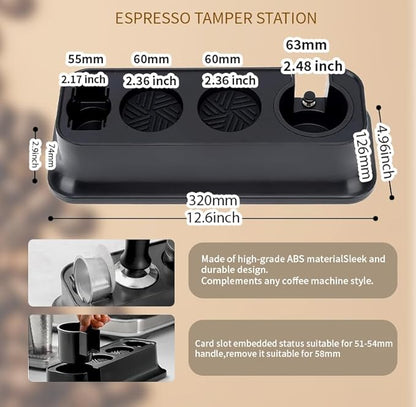 7 Pack Espresso Tamper Station&Coffee Distributor Tamper&Espresso WDT Stirrer&Coffee Tamping&Brush&Coffee Dosing Funnel&Espresso Puck Screen, Espresso Accessories for Bar Home Office (58 mm)