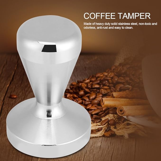Fdit Coffee Tamper Stainless Steel Press Tool 57.5mm/49mm Flat Base Espresso Beans Press Tool (2.26inch)