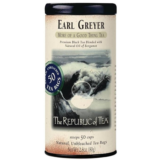 The Republic of Tea - Earl Greyer Black Tea Tin, 50 Tea Bags, Naturally Caffeinated
