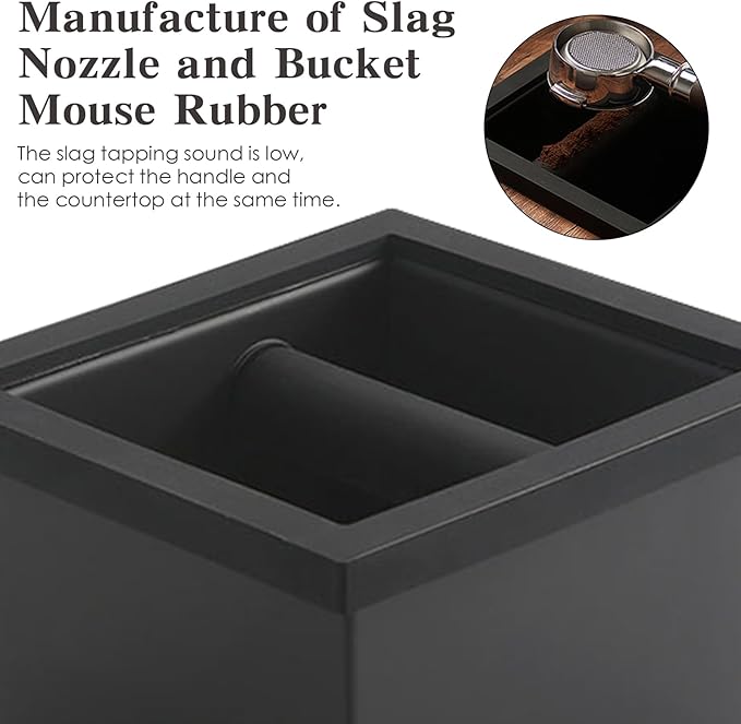 Stainless Steel Espresso Coffee Ground Knock Box Chute, Built-in Desktop Waste Bucket, Bottomless Knocking Residue Box